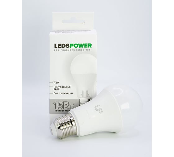 Светодиодная лампа LEDS POWER A60 E27 15Вт 4000К 006659
