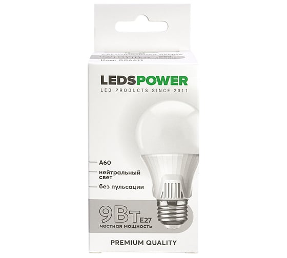 Светодиодная лампа LEDS POWER A60 E27 9Вт 4000К 006611