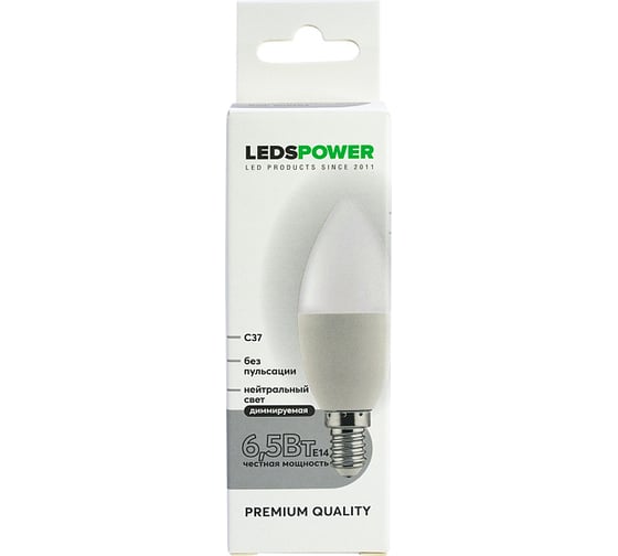 Светодиодная лампа LEDS POWER C37 E14 6,5Вт 4000К диммируемая 006703