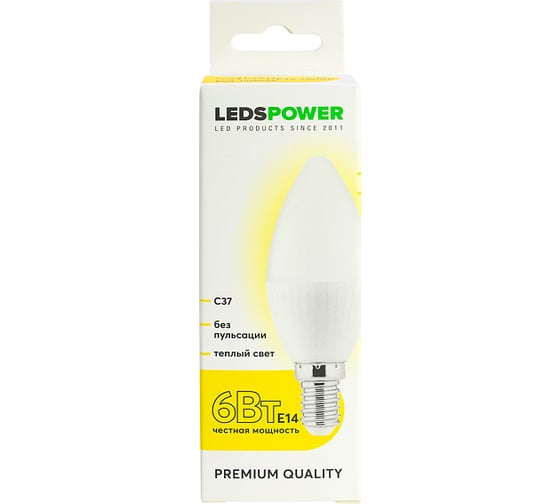 Светодиодная лампа LEDS POWER C37 E14 6Вт 3000К 006666