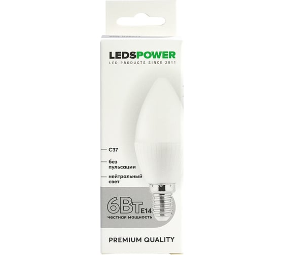 Светодиодная лампа LEDS POWER C37 E14 6Вт 4000К 006673