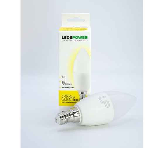 Светодиодная лампа LEDS POWER C37 E14 8Вт 3000К 006680
