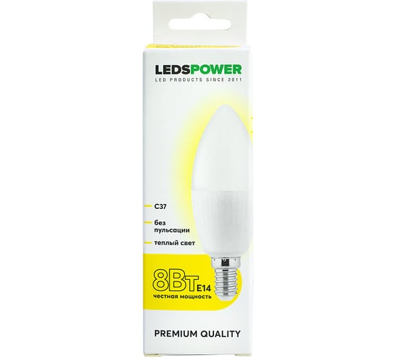 Светодиодная лампа LEDS POWER C37 E14 8Вт 3000К 006680