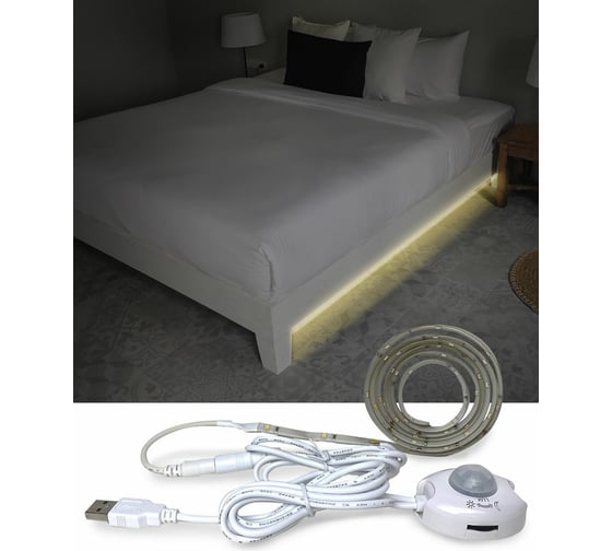 Подсветка для кровати ГЕЛЕОС лента 1м, теплый свет, USB 5V, LED-BL9-USB