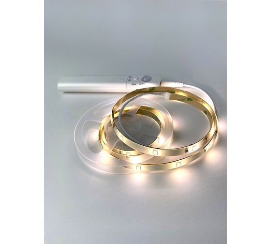 Подсветка для шкафов ГЕЛЕОС H1 на батарейки 4xAAA, теплый свет, лента 1м, LED-H1