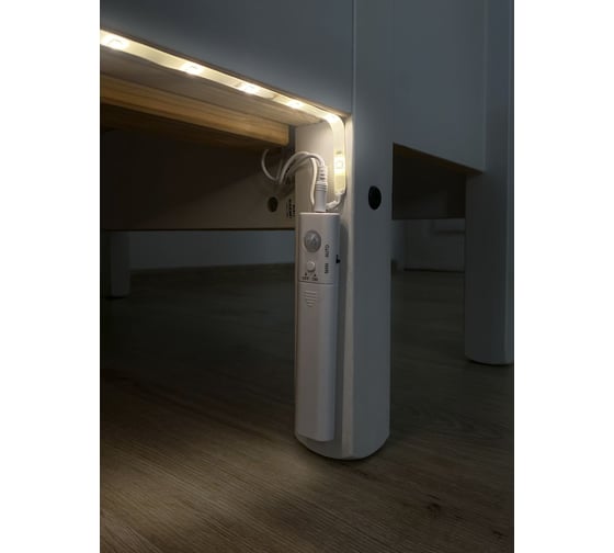 Подсветка для шкафов ГЕЛЕОС H1 на батарейки 4xAAA, теплый свет, лента 1м, LED-H1