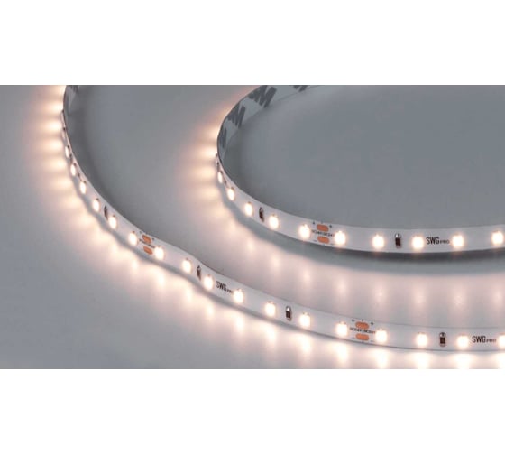 Лента светодиодная SWG SMD 2835, 84 LED/м, 8,6 Вт/м, 24В, IP20, Теплый белый, шт 00-00005850