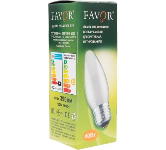 Лампа накаливания FAVOR ДСМТ 230-40 Е27 8109019