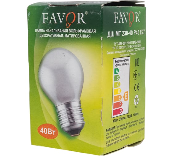 Лампа накаливания FAVOR ДШМТ 230-60 Е14 8109023