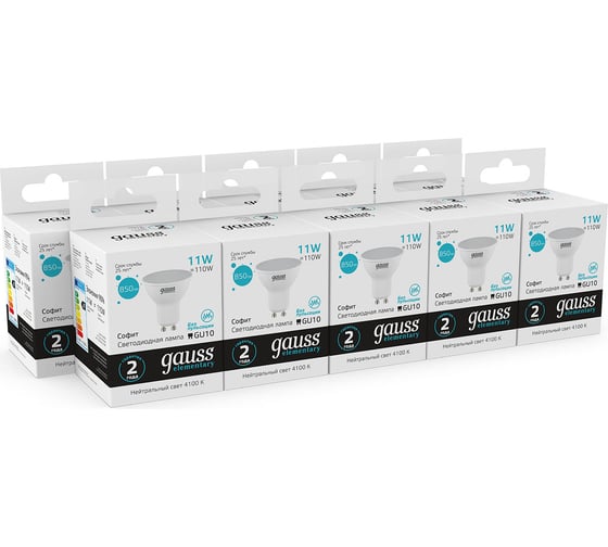 Лампа Gauss Elementary MR16 11W 850lm 4100K GU10 LED 1/10/100 13621