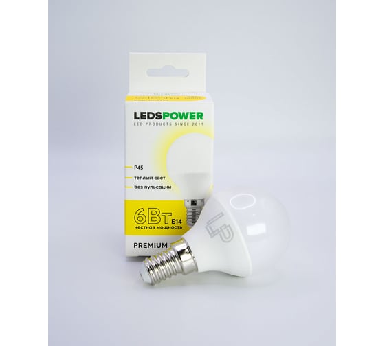 Светодиодная лампа LEDS POWER P45 E14 6Вт 3000К 006710