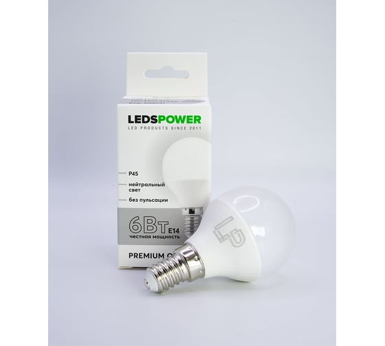 Светодиодная лампа LEDS POWER P45 E14 6Вт 4000К 006727