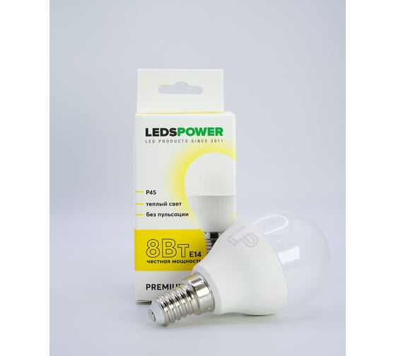 Светодиодная лампа LEDS POWER P45 E14 8Вт 3000К 006734