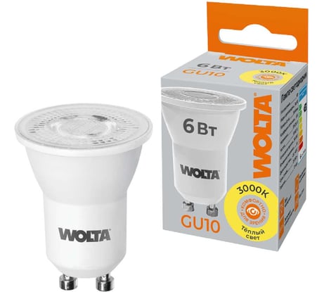Светодиодная лампа Wolta с диаметром 35 мм под корпус MR11, мощностью 6Вт, цветовая температура теплый желтоватый цвет 3000K, цоколь GU10 WSTD-JCDR-MR11-6W3KGU10-L