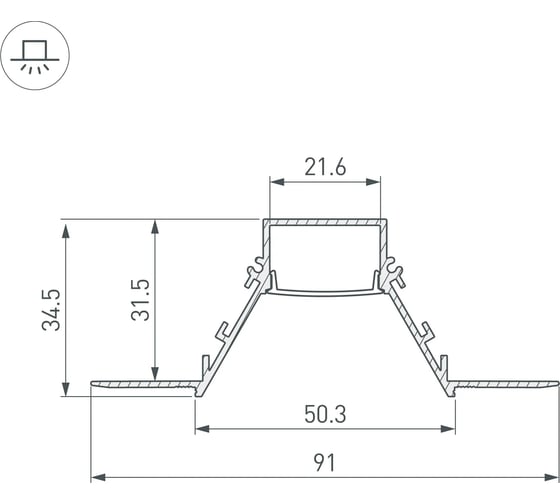 Профиль Arlight COMFORT21-V-FANTOM-2000 ANOD 2м 053032