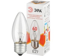 Лампочка ЭРА B36 60Вт Е27 / E27 230В свечка прозрачная (КНР) Б0066524