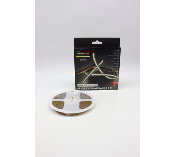Лента светодиодная truEnergy 12W/m 4000K 24V COB 480D IP20 1300Lm 5м скотч 3M 16541 1