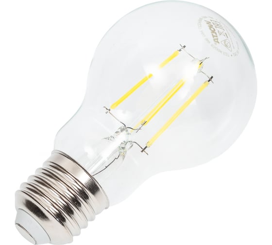 Светодиодная лампа Wolta FILAMENT, мощность 9Вт, эквивалент 75 Вт, холодный белый 6500K, цоколь Е27 WF-A60-9W6KE27