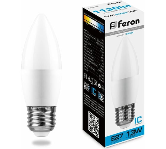 Светодиодная лампа FERON LB-970, 13W, 230V E27 6400K свеча 38112 1