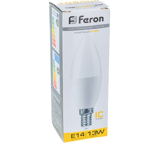Светодиодная лампа FERON LB-970, 13W, 230V E14 2700K свеча 38107