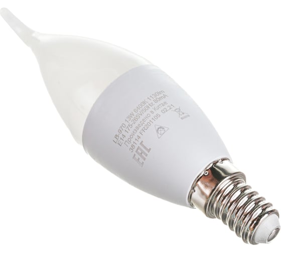 Светодиодная лампа FERON LB-970, 13W, 230V E14 6400K свеча на ветру 38114