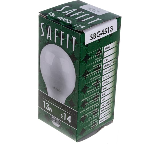 Светодиодная лампа SAFFIT SBG4513 13W 4000K 230V E14 G45 55158