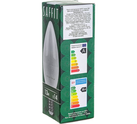 Светодиодная лампа SAFFIT SBC3713 13W 2700K 230V E14 C37 свеча 55163