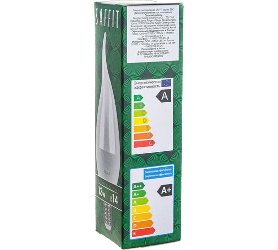 Светодиодная лампа SAFFIT SBC3713 13W 4000K 230V E14 C37T свеча на ветру 55165