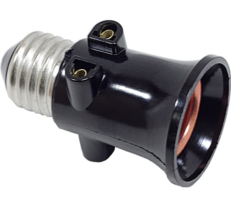 Переходник патрон-розетка ООО "ОПТИКОМ ЭЛЕКТРИК" патрон-жулик, тип цоколя Е27, цвет чёрный 3352.0099