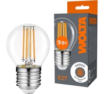 Светодиодная лампа Wolta шар FILAMENT мощностью 9Вт, дневной белый свет 4000K, цоколь Е27 WF-G45-9W4KE27