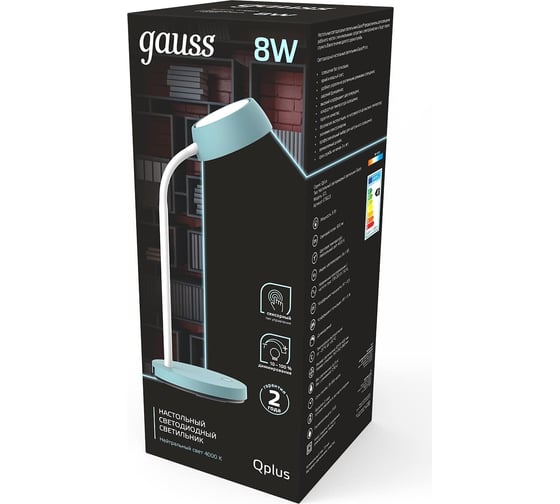 Настольный диммируемый светильник Gauss Qplus модель 8W 600lm 4000K 170-265V бирюзовый LED GT6023