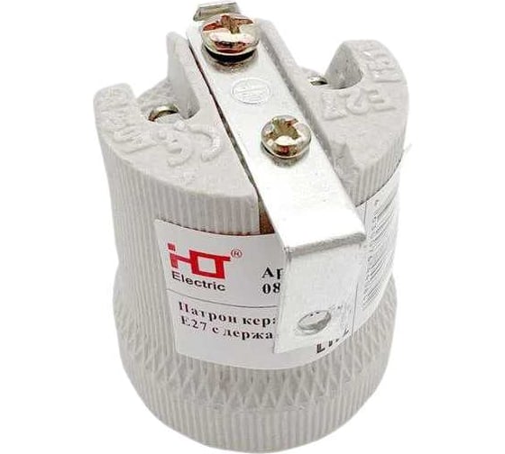 Патрон керамический HLT E27, с держателем, 20 шт 085-04-003 1