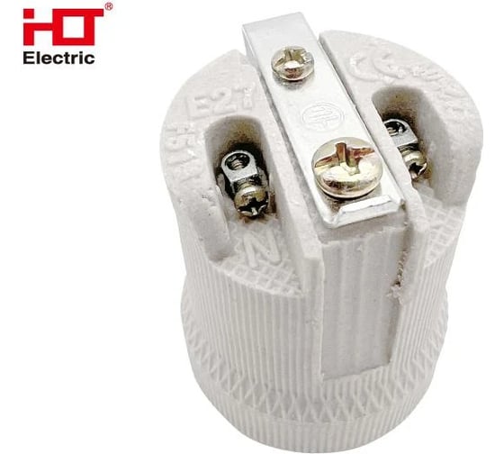 Патрон керамический HLT E27, с держателем, 20 шт 085-04-003