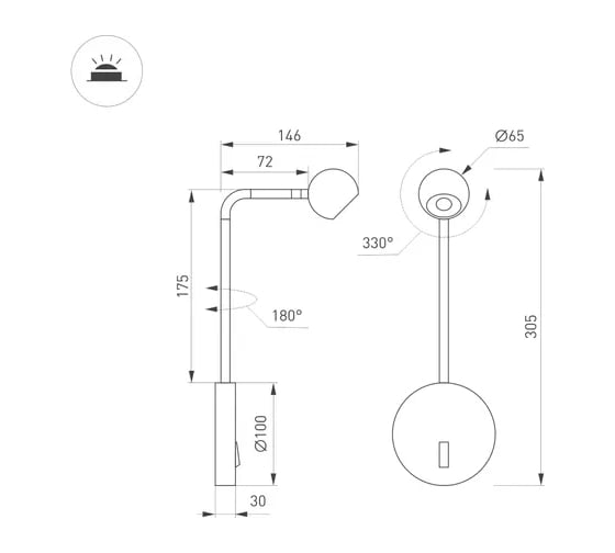 Светильник Arlight SP-OTTORI-LONG-WALL-6W Warm3000 1шт 048168