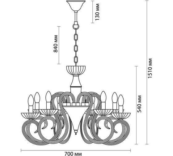 Люстра ODEON LIGHT, E14 8х40W ZEFIRO 3932/8