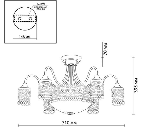 Люстра ODEON LIGHT, потолочная металл E14 9х40W SALONA 2641/9C