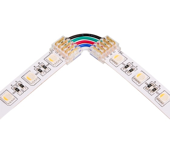 Коннектор Wolta угловой для ленты SMD RGB шириной 12мм, комплект 3шт, артикул WLS-5PIN-RGBW-12MM-L