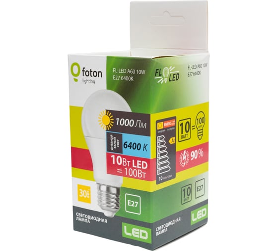 Лампа FL-LED A60 10W E27 6400К 220В 1000Лм 60x108мм FOTON_LIGHTING 615305