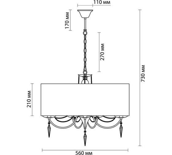 Люстра ODEON LIGHT, текстиль E14 5х40W OFELIA 3210/5A