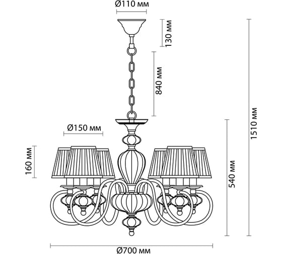 Люстра ODEON LIGHT, ткань E14 6х40W MEDIA 4186/6