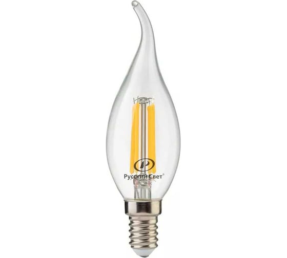Лампа светодиодная филаментная Русский Свет RS F BXS, E14, 7W, 220-240V, 2700К, 7Вт, 810Лм, Ra 90, свеча на ветру 15011045087
