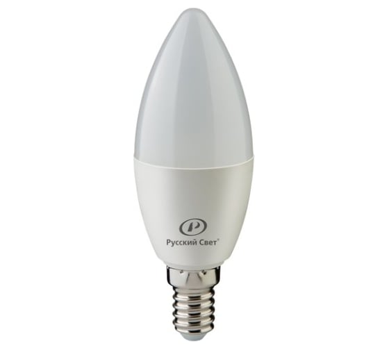 Лампа светодиодная Русский Свет RS C37 E14 6W 220-240V 2700К 6Вт 600лм Ra 90 свеча 15010545056 1