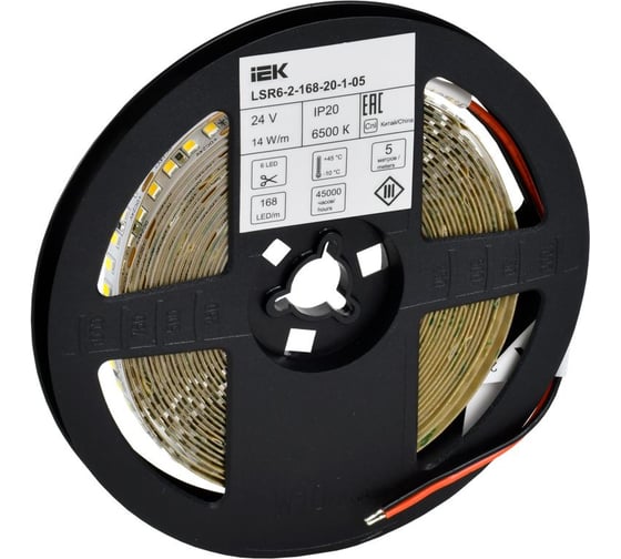 Лента LED IEK 5м 2835-168LED 14Вт/м IP20 10мм 24В 6500К LSR6-2-168-20-1-05