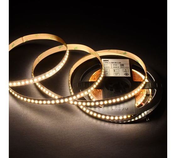 Лента LED IEK 5м 2835-168LED 14Вт/м IP20 10мм 24В 3000К LSR6-1-168-20-1-05