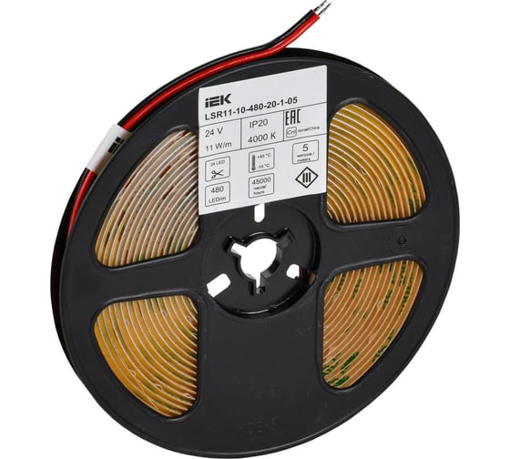 Лента LED IEK 5м COB-480LED 11Вт/м IP20 8мм 24В 4000К LSR11-10-480-20-1-05