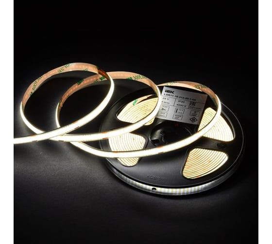 Лента LED IEK 5м COB-312LED 8Вт/м IP20 8мм 24В 4000К LSR11-10-312-20-1-05