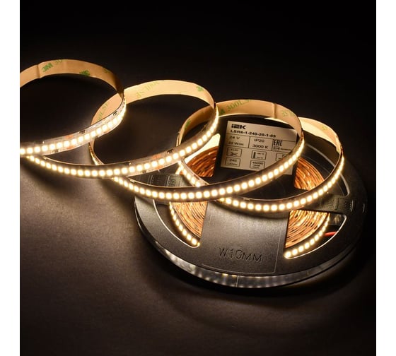 Лента LED IEK 5м 2835-240LED 22Вт/м IP20 10мм 24В 3000К LSR6-1-240-20-1-05