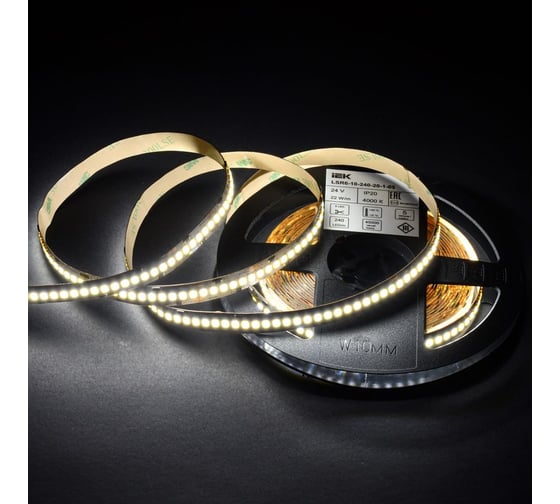 Лента LED IEK 5м 2835-240LED 22Вт/м IP20 10мм 24В 4000К LSR6-10-240-20-1-05
