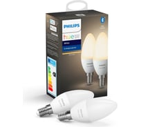 Лампа Philips Hue свечка, белая, с цоколем E14, 5.5W, B39, EU, 2P 929002039904