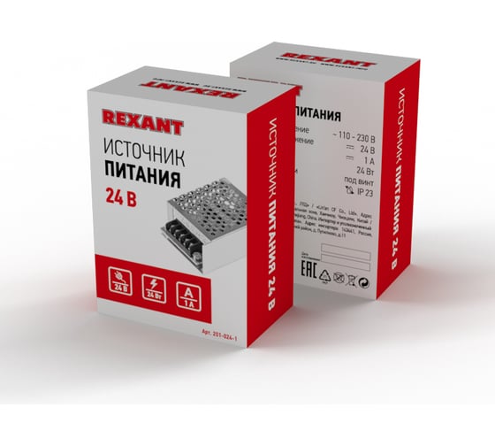Блок питания REXANT 24 В 24 Вт 1 А открытый, под винт 201-024-1